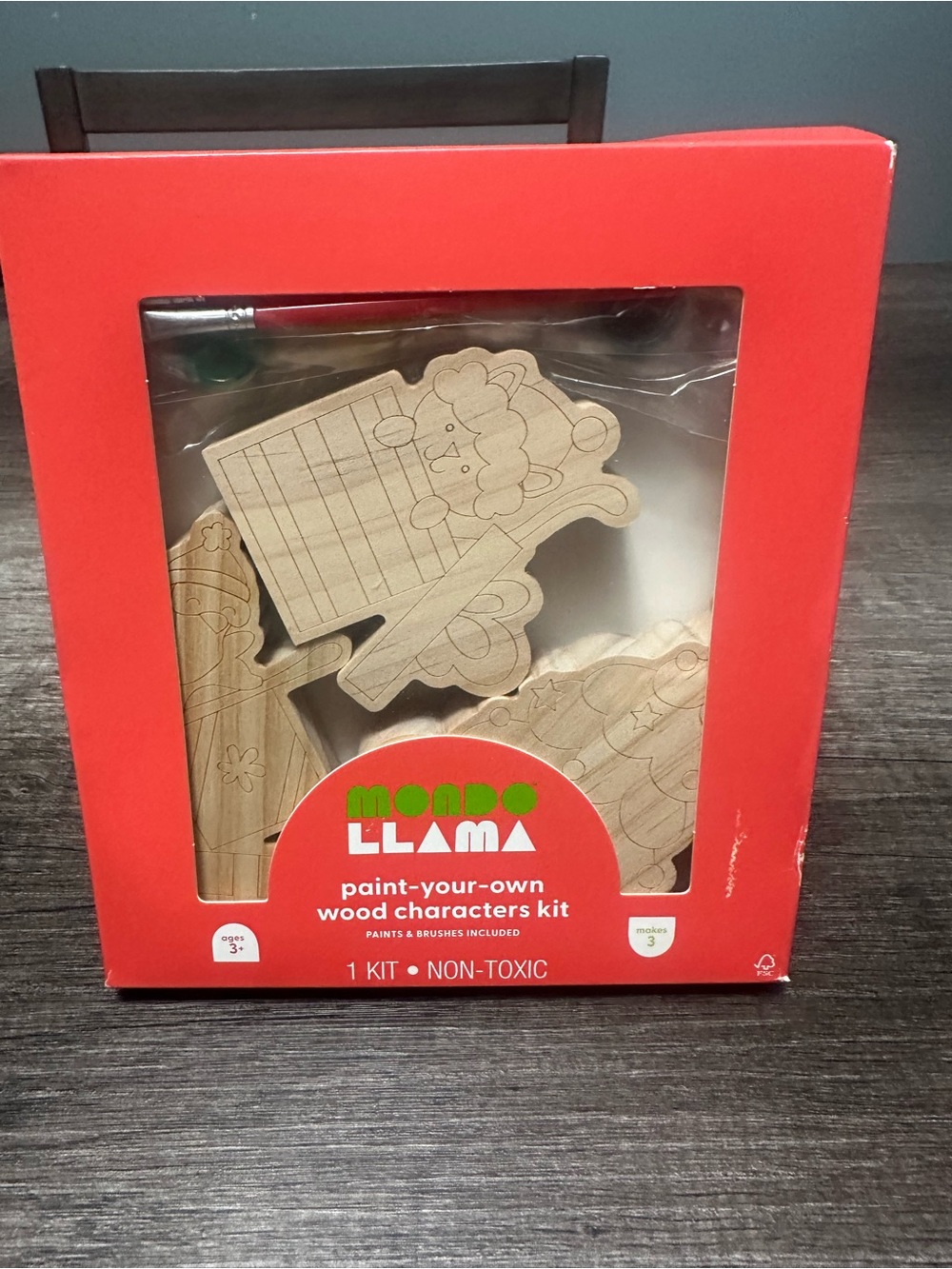 Mondo Llama Paint-Your-Own Wooden Characters Kit - Red Box